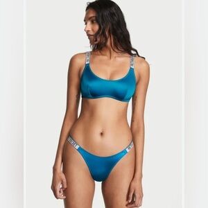 VICTORIA'S SECRET SWIMWEAR RHINESTONE SHINE STRAP SET. Small Top & Medium Bottom